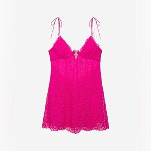 For Love & Lemons Butterfly Lavender Slip Dress Bright Pink XXS
